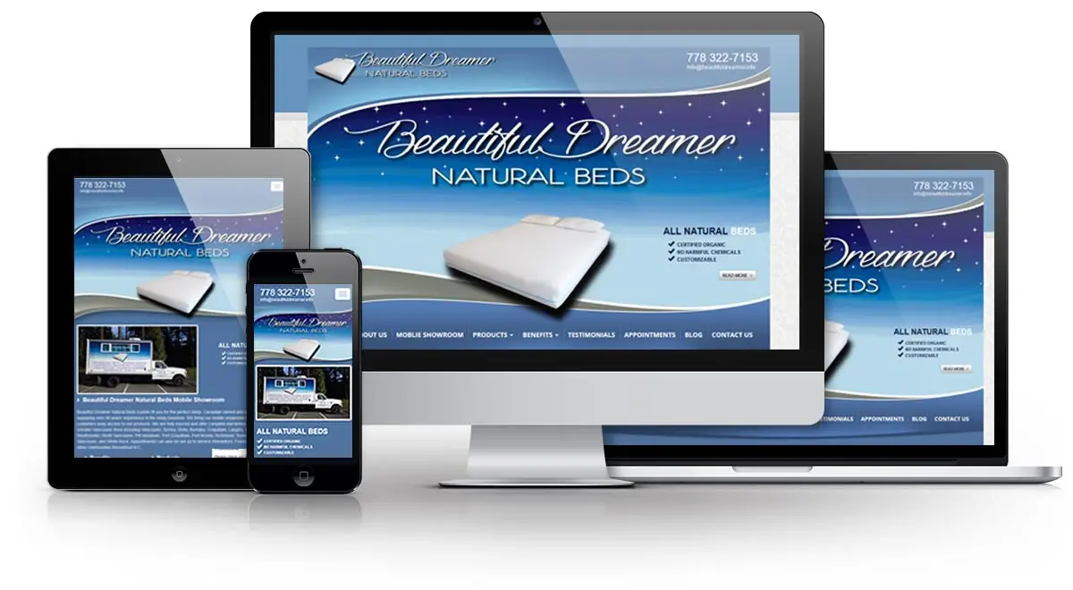 Beautiful Dreamer Natural Beds Mobile Showroom E.B. Web Recent Web Design Project Details